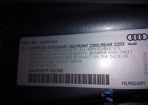 2015 Audi A3 2.0T Premium z USA, uszkodzony, nr VIN WAUBFGFF7F1002386